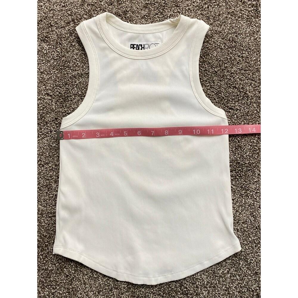 Beach Riot White Ribbed Racerback Tank Top Size M - Picture 4 of 5